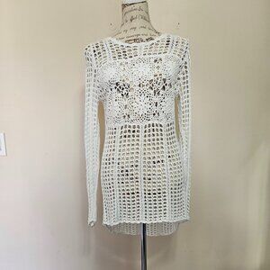 Ricki's White Crochet Sweater/Coverup